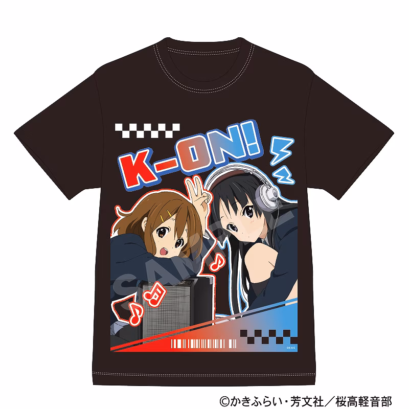 K-ON! 케이온 굿즈 CRUX 반팔 티셔츠 레드 & 블루 디자인 히라사와 유이 & 아키야마 미오