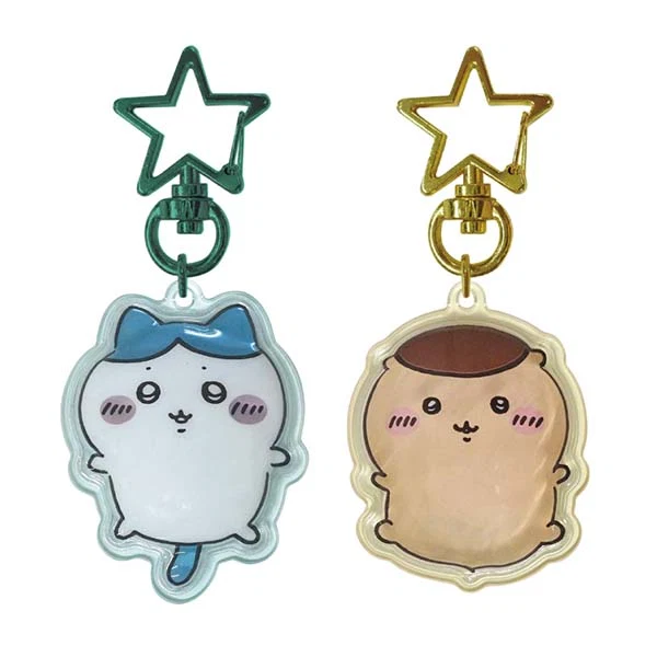 치이카와 굿즈 PVC 아크릴 볼록 입체 페어 키링 하치와레 & 쿠리만쥬 (재판)