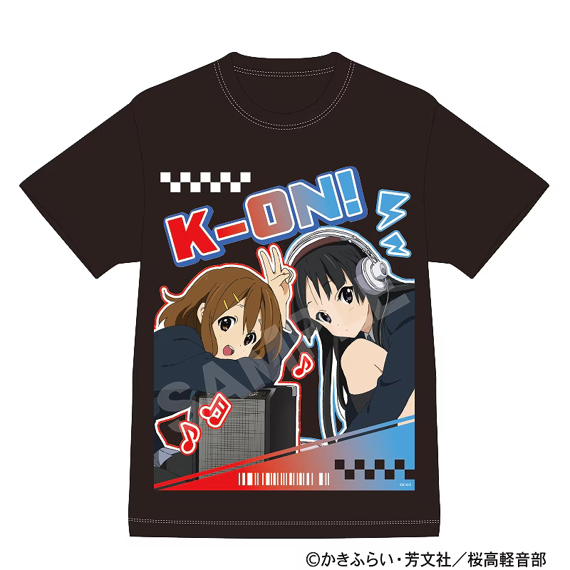 K-ON! 케이온 굿즈 CRUX 반팔 티셔츠 레드 & 블루 디자인 히라사와 유이 & 아키야마 미오